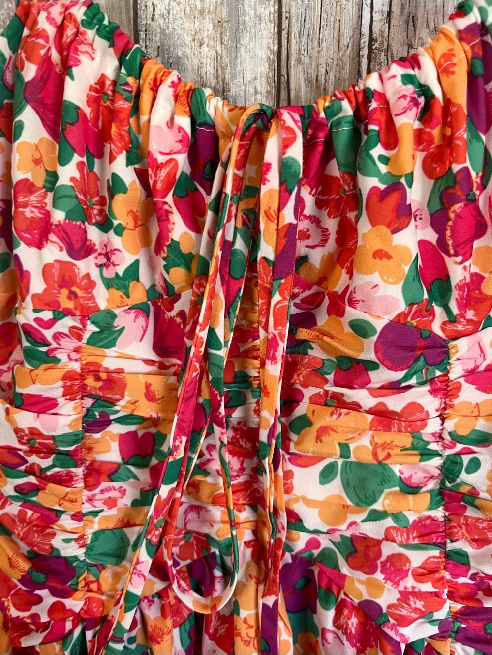 Princess Polly Barrett Mini Dress Size 4 Multi Floral Petite Eco Ruched NWT - Picture 6 of 8